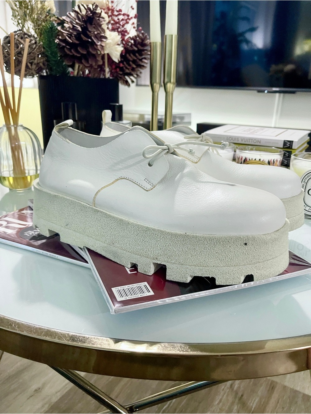 White Platform Derby Shoes